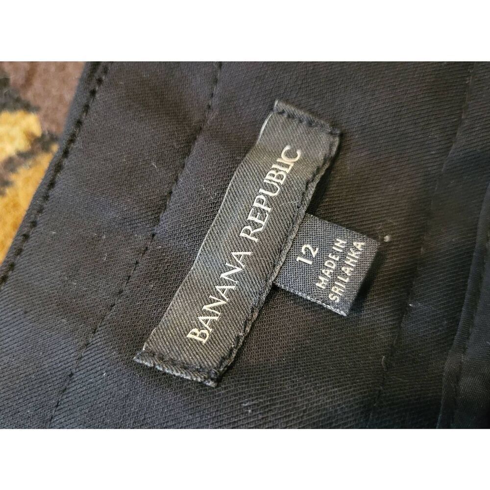 Banana Republic Pants Women's 12 Black Voyage Cargo Tapered Cotton Twill Belted - Picture 4 of 6